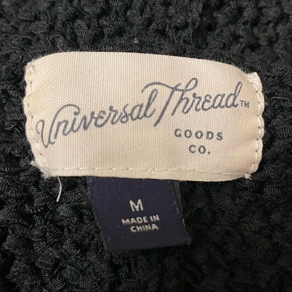 Universal Thread Black Woven Oversized Hi/Low V-Neck Sweater (Size: Med) - Picture 6 of 10